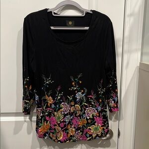 Floral Print Black Top